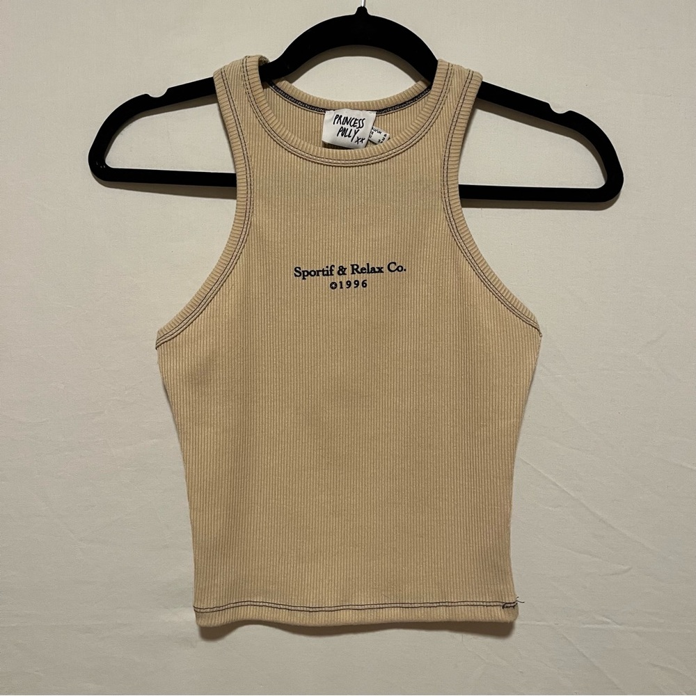Graphic ribbed tank